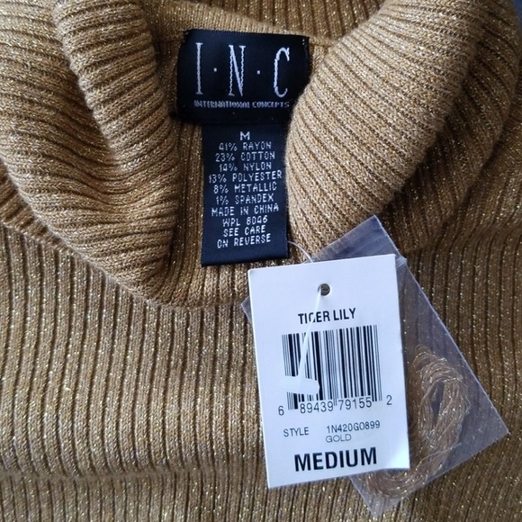 I.N.C. Gold Turtleneck  Sweater - Picture 2 of 3